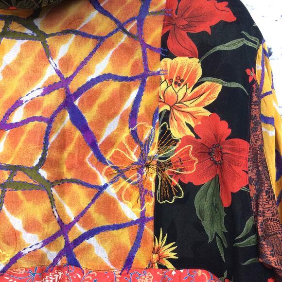 Chico’s Design Patchwork Boho Embroidered Floral Hooded Lined Shacket Sz 1 (M) - Picture 7 of 13